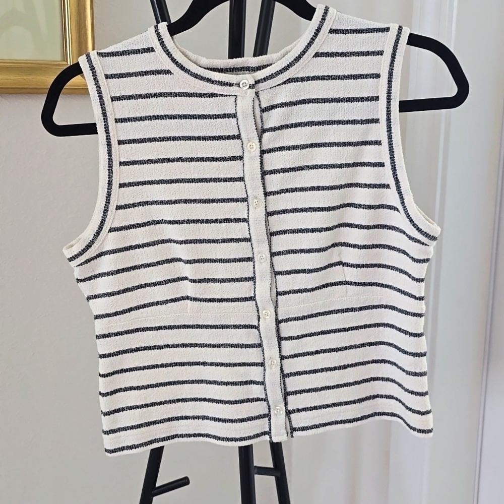 Sleeveless striped top madewell size M